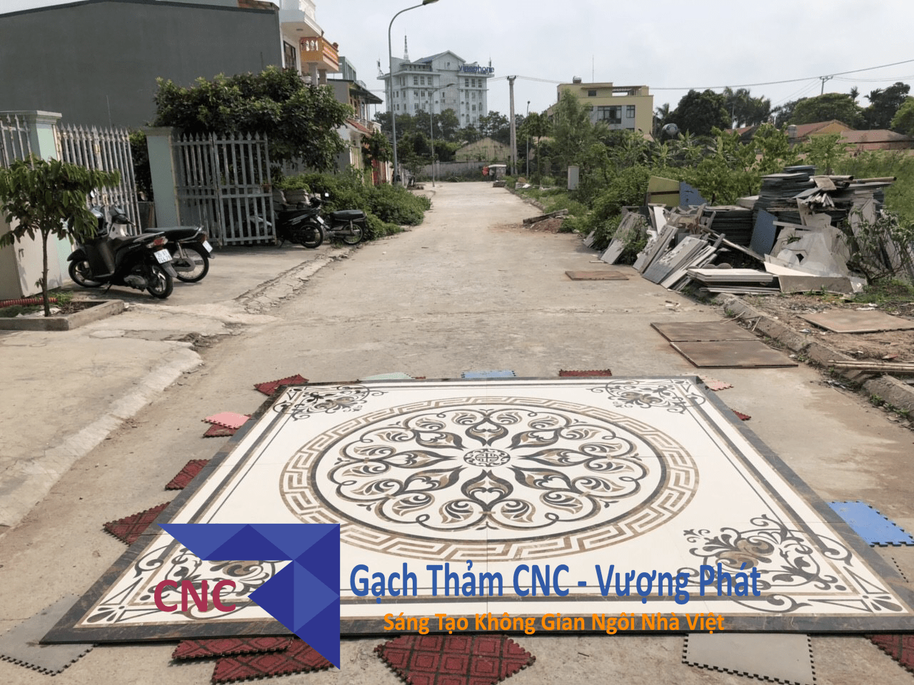 Mẫu gạch tham khảo (Gạch hoa văn CNC) -Thi công thực tế tại Thái Nguyên