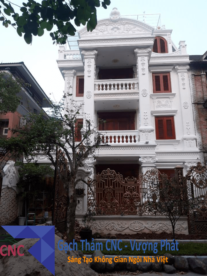 CNC - Vượng Phát - Thi công thực tế gạch hoa văn tại biệt thự tỉnh Thái Nguyên