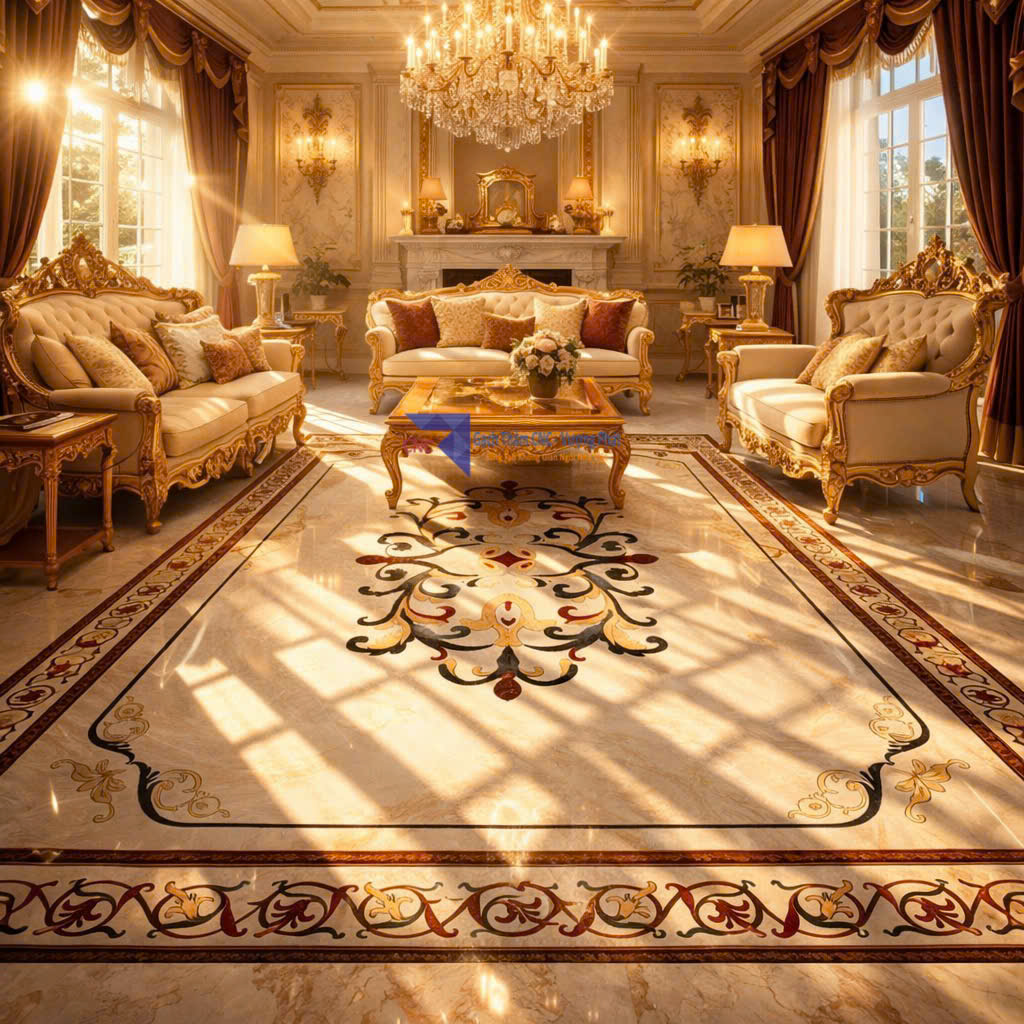 gạch thảm trang trí phòng khách