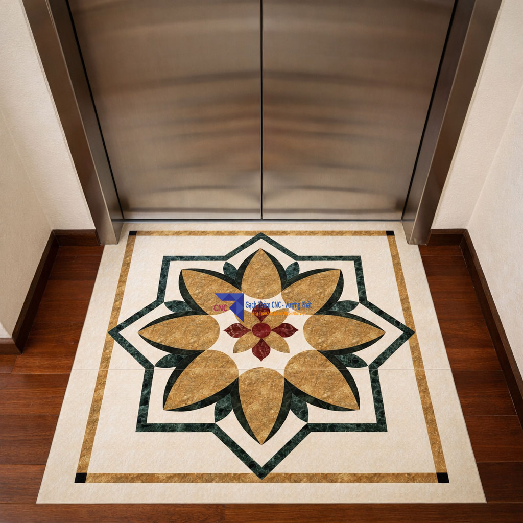 Gạch thảm thang máy cắt ghép CNC